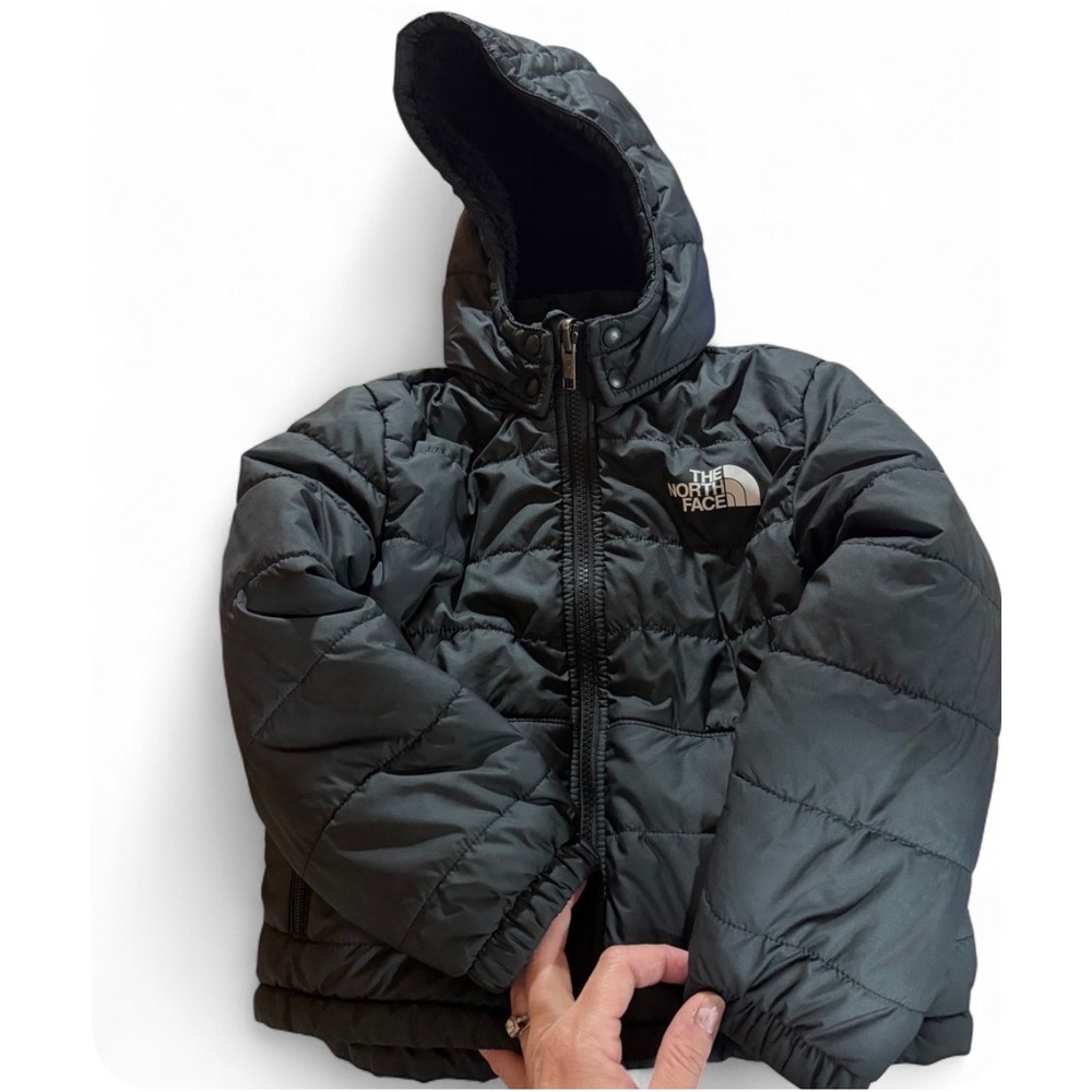 The North Face Boys Black Puffer Jacket Fleece Lined Hooded Size XS 6